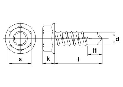 Afbeeldingen van Boorschroef zeskant DIN7504K EV SW10 6,3X25MM