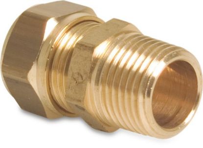 Afbeeldingen van Overgangskoppeling messing 10X⅜" knel/buitendraad KIWA/GASTEC