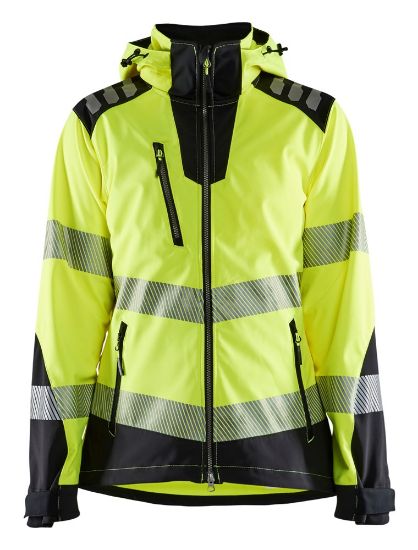 Afbeeldingen van BLÅKLÄDER Softshell jack dames 4791 High Vis geel/zwart S