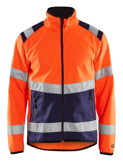 Afbeeldingen van BLÅKLÄDER Softshell jack 4877 High Vis oranje/marineblauw M