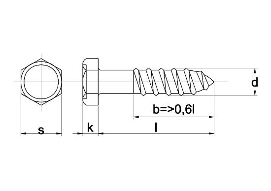 Afbeeldingen van Houtdraadbout DIN571 4.8 EV