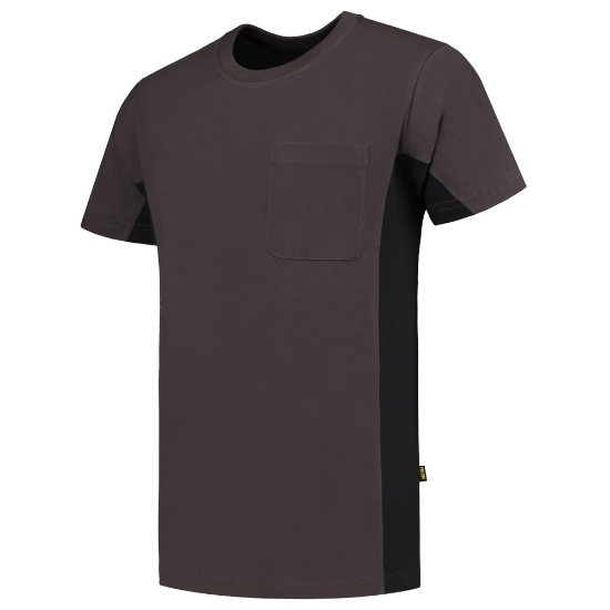 Afbeeldingen van TRICORP T-shirt bi-colour met borstzak 102002 donkergrijs/zwart 2XL