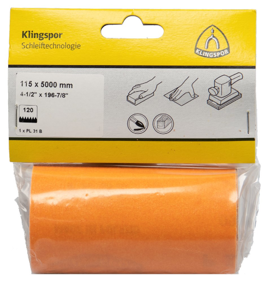 Afbeeldingen van Schuurpapier op rol PL31B 115X5000MM K80 in DIY verpakking