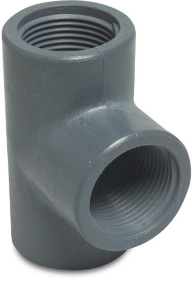 Afbeeldingen van T-stuk 90° PP grijs ½" binnendraad 10bar
