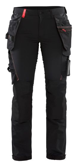 Afbeeldingen van BLÅKLÄDER Werkbroek dames met 4-weg stretch 7192 zwart/rood D20