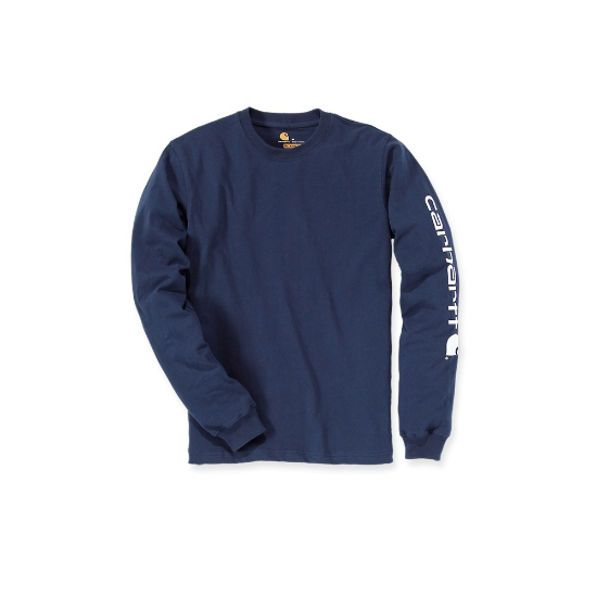 Afbeeldingen van CARHARTT T-shirt logo sleeve L/S EK231 navy 2XL