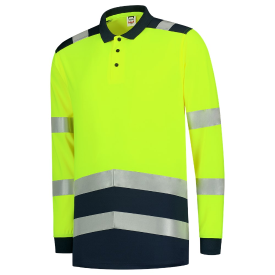 Afbeeldingen van TRICORP Poloshirt High Vis bi-colour met lange mouwen 203008 fluor geel/inkt 3XL