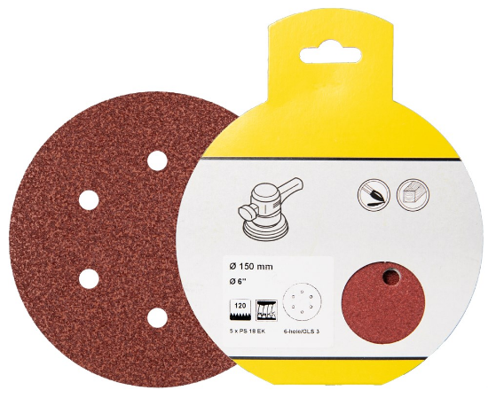 Afbeeldingen van Schuurschijf PS18EK met klittenband 125MM K180 stansvorm GLS5 in DIY verpakking
