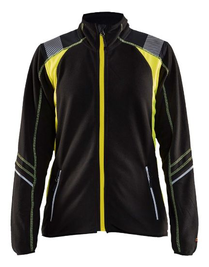 Afbeeldingen van BLÅKLÄDER Microfleecevest dames Visible 4973 zwart/High Vis geel XL