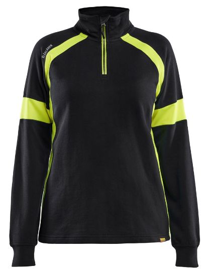 Afbeeldingen van BLÅKLÄDER Sweater dames Visible 3566 zwart/High Vis geel L