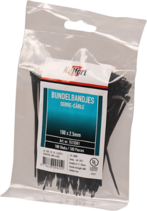 Afbeeldingen van KELFORT Bundelbandjes nylon zwart 100X2,5MM