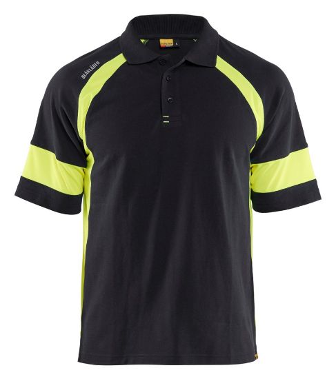 Afbeeldingen van BLÅKLÄDER Poloshirt Visible 3528 zwart/High Vis geel S