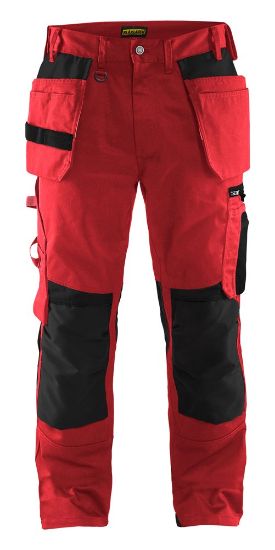Afbeeldingen van BLÅKLÄDER Werkbroek met spijkerzakken 1555 rood/zwart D100