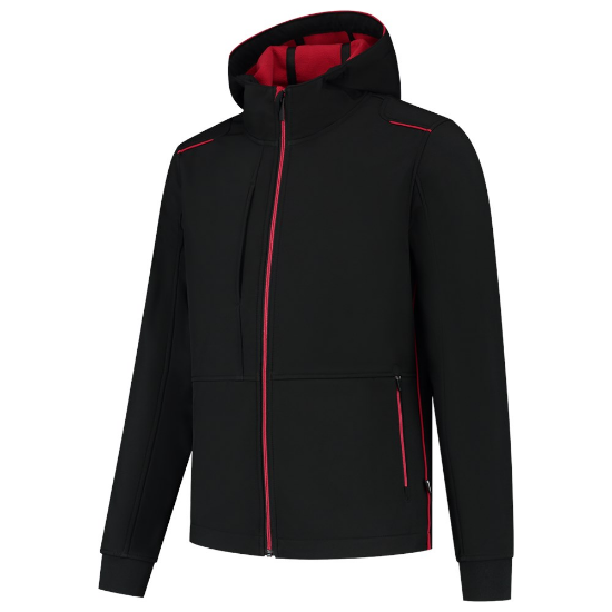 Afbeeldingen van TRICORP Softshell met capuchon Accent 402705 zwart/rood M