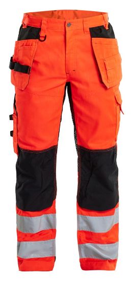 Afbeeldingen van BLÅKLÄDER Werkbroek met ventilatie 1565 High Vis rood/zwart D128