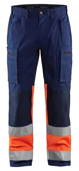 Afbeeldingen van BLÅKLÄDER Werkbroek met stretch 1551 marineblauw/High Vis oranje D96