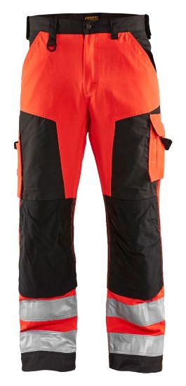 Afbeeldingen van BLÅKLÄDER Werkbroek zonder spijkerzakken 1566 High Vis rood/zwart C64
