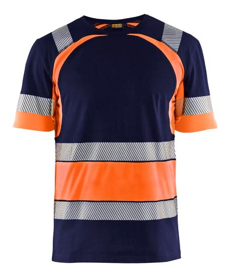 Afbeeldingen van BLÅKLÄDER T-shirt 3421 marineblauw/High Vis oranje 2XL