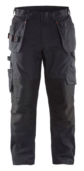 Afbeeldingen van BLÅKLÄDER Werkbroek service met stretch en spijkerzakken 1496 zwart/rood D100