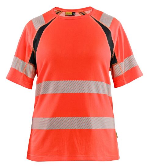 Afbeeldingen van BLÅKLÄDER T-shirt dames 3503 High Vis rood/zwart M