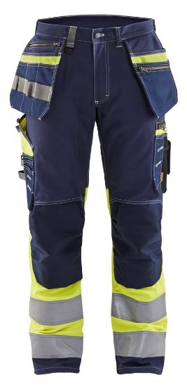 Afbeeldingen van BLÅKLÄDER Werkbroek met stretch 1794 marineblauw/High Vis geel C48