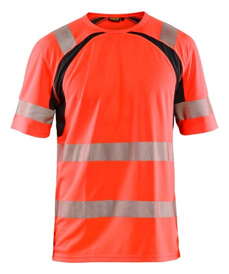 Afbeeldingen van BLÅKLÄDER T-shirt UV 3397 High Vis rood/zwart 2XL