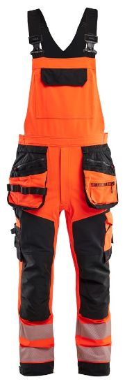 Afbeeldingen van BLÅKLÄDER Bretelbroek met 4-weg stretch 2626 High Vis rood/zwart D108