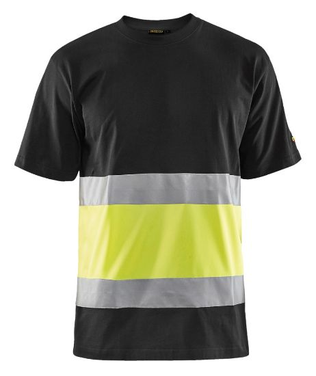 Afbeeldingen van BLÅKLÄDER T-shirt 3387 zwart/High Vis geel 2XL