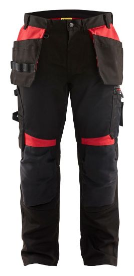 Afbeeldingen van BLÅKLÄDER Werkbroek met spijkerzakken 1555 zwart/rood D96