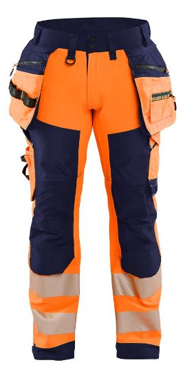 Afbeeldingen van BLÅKLÄDER Softshell werkbroek 1820 High Vis oranje/marineblauw D96