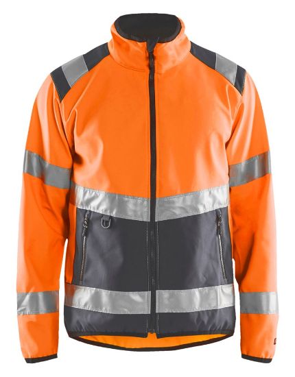 Afbeeldingen van BLÅKLÄDER Softshell jack 4877 High Vis oranje/medium grijs XL