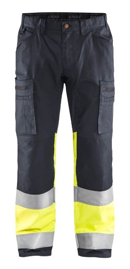Afbeeldingen van BLÅKLÄDER Werkbroek met stretch 1551 medium grijs/High Vis geel C64