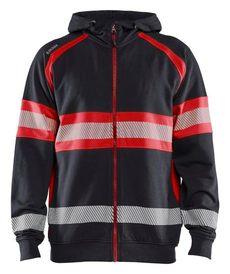 Afbeeldingen van BLÅKLÄDER Hoodie 3552 zwart/High Vis rood 2XL