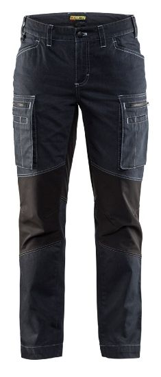 Afbeeldingen van BLÅKLÄDER Werkbroek service dames denim met stretch 7159 marineblauw/zwart C36