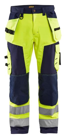 Afbeeldingen van BLÅKLÄDER Softshell werkbroek 1567 High Vis geel/marineblauw D96
