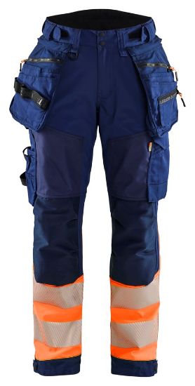 Afbeeldingen van BLÅKLÄDER Softshell werkbroek dames 7114 marineblauw/High Vis oranje C36