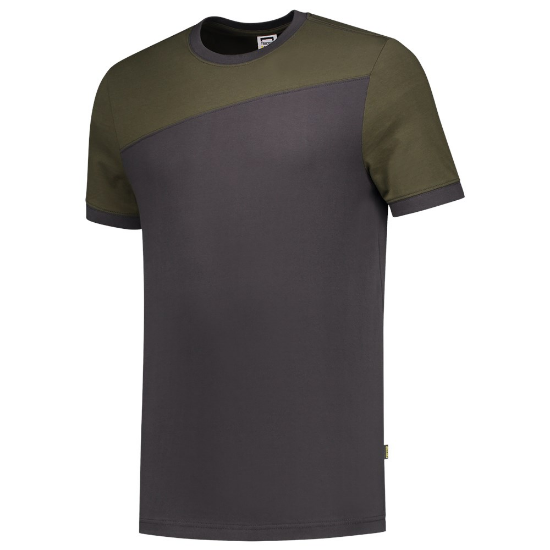 Afbeeldingen van TRICORP T-shirt bi-colour Naden 102006 donkergrijs/army 4XL