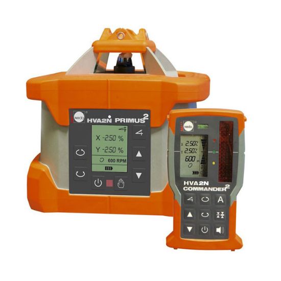 Afbeeldingen van NEDO Rotatielaser PRIMUS 2 HVA2N inclusief laserontvanger COMMANDER 2 HVA2N(laserontvanger met radiografische afstandsbediening), Heavy-Duty baakklem, Quick-Fix, accu's, lader en koffer laser-klasse 2 472061-632