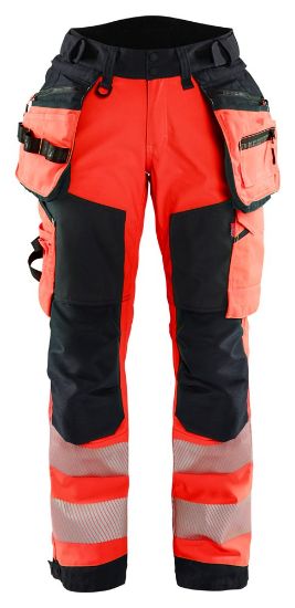 Afbeeldingen van BLÅKLÄDER Softshell werkbroek dames 7118 High Vis rood/zwart C36