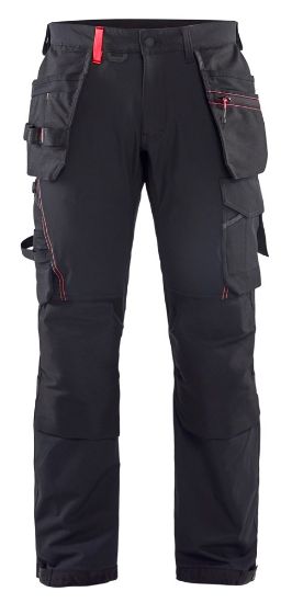 Afbeeldingen van BLÅKLÄDER Werkbroek met 4-weg stretch 1522 zwart/rood C62