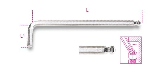 Afbeeldingen van BETA Haakse stiftsleutel verchroomd kogelkop 96BPC 1,5