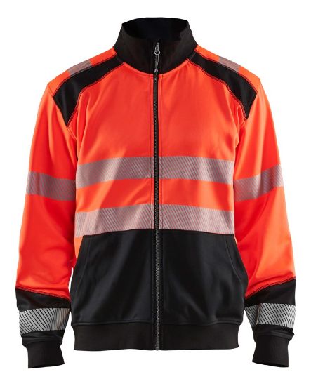Afbeeldingen van BLÅKLÄDER Sweater met rits 3558 High Vis rood/zwart 2XL