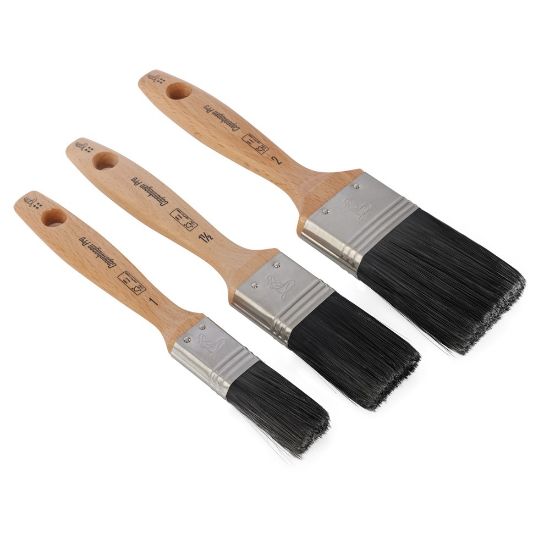 Afbeeldingen van COPENHAGEN PRO Platte kwastenset KREX 4* synthetisch haar met FSC houten steel 1-1.5-2 3x