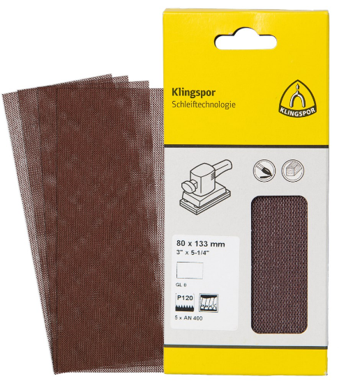 Afbeeldingen van Schuurgaas AN400 met klittenband 70X125MM K180 in DIY verpakking