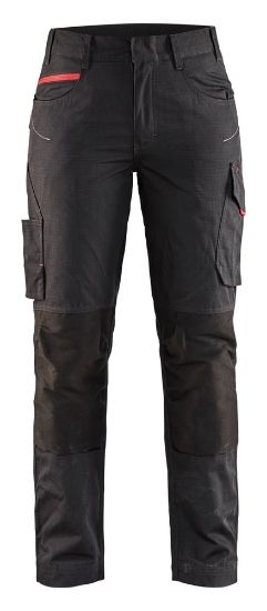 Afbeeldingen van BLÅKLÄDER Werkbroek service dames met stretch 7195 zwart/rood D23