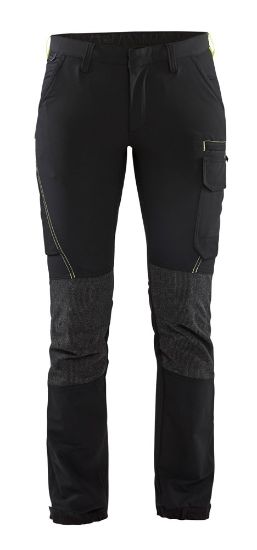 Afbeeldingen van BLÅKLÄDER Werkbroek service dames met 4-weg stretch 7122 zwart/High Vis geel D22