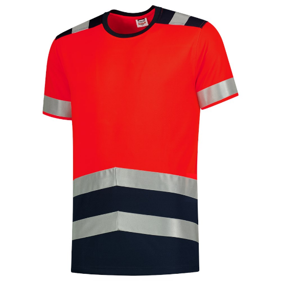 Afbeeldingen van TRICORP T-shirt High Vis bi-colour 103006 fluor rood/inkt M