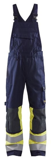 Afbeeldingen van BLÅKLÄDER Bretelbroek Multinorm Klasse 1 2607 marineblauw/High Vis geel C56