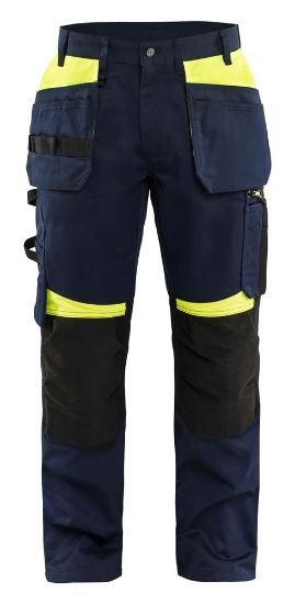 Afbeeldingen van BLÅKLÄDER Werkbroek met spijkerzakken 1555 donker marineblauw/High Vis geel C48