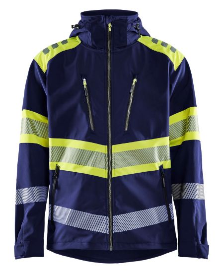 Afbeeldingen van BLÅKLÄDER Softshell jack 4494 marineblauw/High Vis geel S